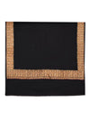 Solid Black Woolen Women Shawl with Rich Embroidered Border – 80 x 40 Inches