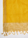 Yellow Chanderi Silk Dupatta with Gold Border & Tassels (Size: 2.5x1 m Approx)