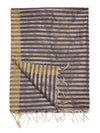 Blue & Ivory Striped Cotton Silk Dupatta with Tassel Finish (Size: 2.5x1 m Approx)