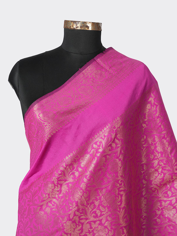Rani Banarasi Silk Dupatta with Intricate Woven Zari Motifs & Classic Border (Size: 2.5x1 m Approx)