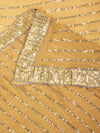 Gold Chinon Dupatta with Gold Stripe Sequin Work & Gota Border (Size: 2.5x1 m Approx)