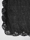 Black Silk Dupatta with Scalloped Cutwork Border & Sequin Highlights (Size: 2.5x1 m Approx)