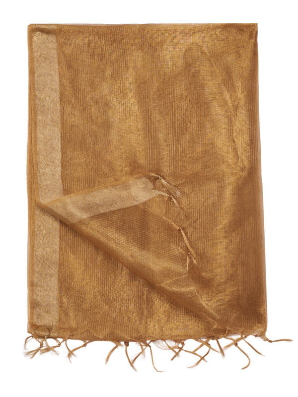 Golden Cotton Silk Dupatta with Subtle Woven Texture (Size: 2.5x1 m Approx)