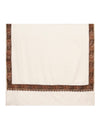Classic Woolen Mens Shawl with Embroidered Border in Rich White (80 x 40 Inches)