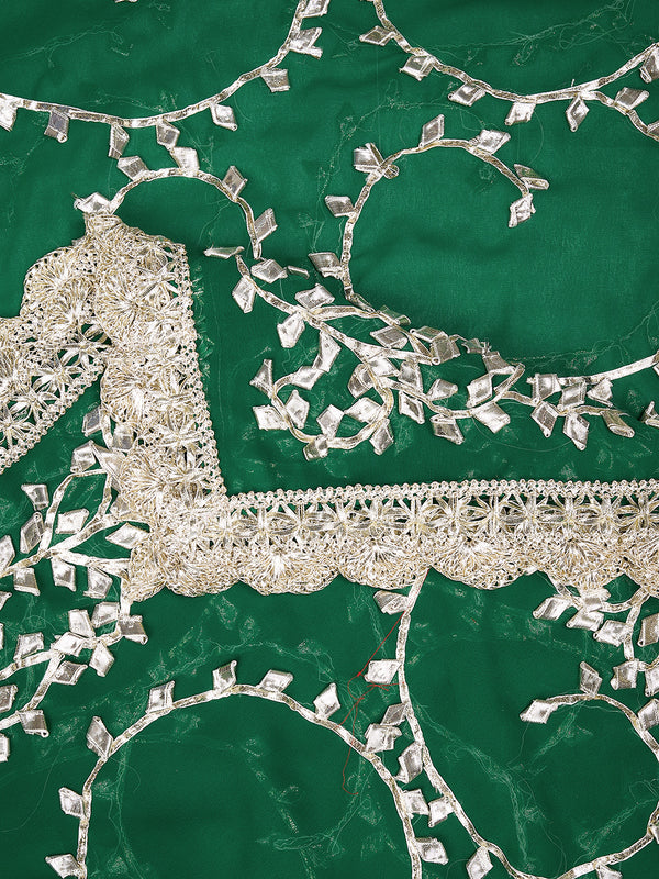Green Georgette Dupatta with Hand Gota Patti Work (Size: 2.5x1 m Approx)