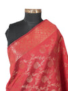 Maroon Banarasi Silk Dupatta with All-Over Woven Floral Motifs & Rich Zari Border (Size: 2.5x1 m Approx)