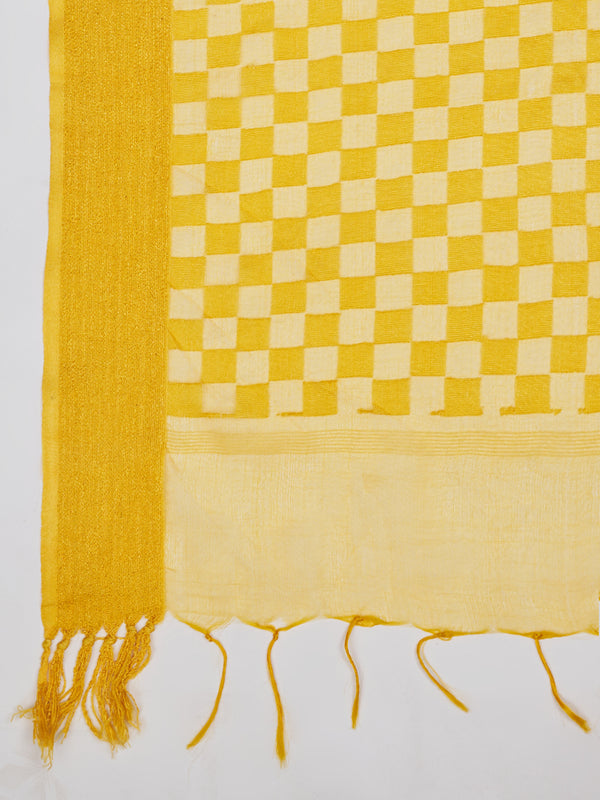 Sunshine Yellow Cutwork Cotton Dupatta with Tassels (Size: 2.5x1 m Approx)