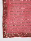 Maroon Chinon Dupatta with Gold Stripe Sequin Work & Gota Border (Size: 2.5x1 m Approx)