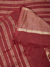 Red & Olive Cotton Dupatta with Subtle Striped Weave and Woven Border (Size: 2.5x1 m Approx)