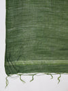 Bottle Green Solid Cotton Dupatta with Subtle Texture & Tassel Ends (Size: 2.5x1 m Approx)