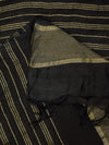 Black & Olive Cotton Dupatta with Subtle Striped Weave and Woven Border (Size: 2.5x1 m Approx)