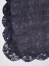 Blue Silk Dupatta with Scalloped Cutwork Border & Sequin Highlights (Size: 2.5x1 m Approx)