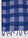 Blue Cotton Woven Check Dupatta with Tassel Detailing (Size: 2.5x1 m Approx)