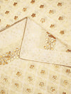 Ivory Georgette Dupatta with Gold Foil Booti & Lace Border (Size: 2.5x1 m Approx)