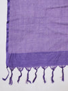 Purple Sheer Handwoven Cotton Dupatta with Tassel Finish (Size: 2.5x1 m Approx)