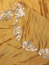 Gold Silk Dupatta with Scalloped Cutwork Border & Sequin Highlights (Size: 2.5x1 m Approx)