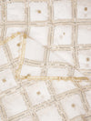 Ivory Chinon Dupatta with Gold Grid Embellishment (Size: 2.5x1 m Approx)