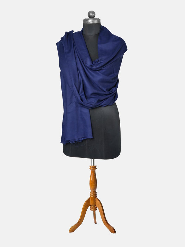 Solid Blue Fine Wool Women Shawl – Soft Winter Wrap (80 x 40 Inches)