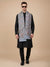 Bamboo Silk Grey Kashmiri Mens Stole with Classic Paisley Weave | Elegant Ethnic Accessory | 80×28 Inches