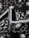 Black Karachi Chiffon Dupatta with Elegant Thread Embroidery (Size: 2.5x1 m Approx)