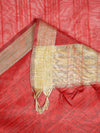 Coral Red Chanderi Silk Dupatta with Gold Border & Tassels (Size: 2.5x1 m Approx)