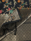 Black Paithani Silk Dupatta with Multicolour Floral Zari Weave (Size: 2.5x1 m Approx)