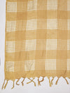 Beige Cotton Woven Check Dupatta with Tassel Detailing (Size: 2.5x1 m Approx)
