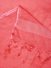 Elegant Peach Cotton Dupatta with Subtle Woven Stripes & Tassel Detailing (Size: 2.5x1 m Approx)