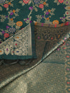 Bottle Green Paithani Silk Dupatta with Multicolour Floral Zari Weave (Size: 2.5x1 m Approx)