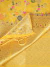 Yellow Paithani Silk Dupatta with Multicolour Floral Zari Weave (Size: 2.5x1 m Approx)