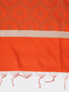 Orange Banarasi Silk Dupatta with Elegant Woven Floral Jaal (Size: 2.5x1 m Approx)