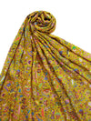 Printed Bamboo Silk Mens Shawl – Mustard Floral Classic Wrap (80 x 40 Inches)