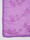 Soft Purple Dupatta with Cotton Thread Floral Embroidery & Lace Border (Size: 2.5x1 m Approx)
