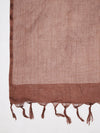 Brown Sheer Handwoven Cotton Dupatta with Tassel Finish (Size: 2.5x1 m Approx)
