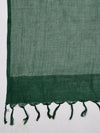 Bottle Green Sheer Handwoven Cotton Dupatta with Tassel Finish (Size: 2.5x1 m Approx)