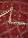 Maroon Chinon Dupatta with Gold Grid Embellishment (Size: 2.5x1 m Approx)