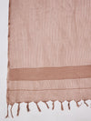 Elegant Light Brown Cotton Dupatta with Subtle Woven Stripes & Tassel Detailing (Size: 2.5x1 m Approx)
