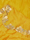 Yellow Silk Dupatta with Scalloped Cutwork Border & Sequin Highlights (Size: 2.5x1 m Approx)