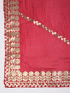 Red Chinon Dupatta with Gota Patti Border & Sequin Detailing (Size: 2.5x1 m Approx)