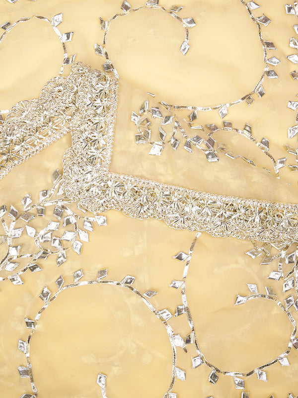 Cream Georgette Dupatta with Hand Gota Patti Work (Size: 2.5x1 m Approx)