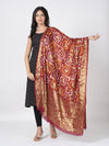 Bandhani Banarasi Gharchola Silk Dupatta with Zari Border (Size: 2.5x1 m Approx)
