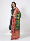 Bandhani Banarasi Gharchola Silk Dupatta in Green & Maroon (Size: 2.5x1 m Approx)