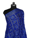 Blue Bandhani Banarasi Gharchola Silk Dupatta with Zari Border (Size: 2.5x1 m Approx)