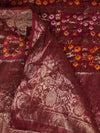 Bandhani Banarasi Gharchola Silk Dupatta with Zari Border (Size: 2.5x1 m Approx)