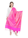 Hot Pink Banarasi Silk Dupatta with All-Over Woven Floral Zari Jaal (Size: 2.5x1 m Approx)