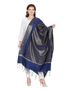 Blue Banarasi Silk Dupatta with All-Over Woven Floral Zari Jaal (Size: 2.5x1 m Approx)