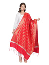 Red Banarasi Silk Dupatta with Elegant Woven Floral Jaal (Size: 2.5x1 m Approx)