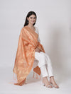 Peach Paithani Silk Dupatta with Traditional Peacock Motifs (Size: 2.5x1 m Approx)
