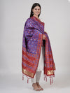 Royal Purple Paithani Silk Dupatta with Geometric Motifs & Contrast Zari Border (Size: 2.5x1 m Approx)