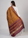 Royal Mustard Paithani Silk Dupatta with Geometric Motifs & Contrast Zari Border (Size: 2.5x1 m Approx)